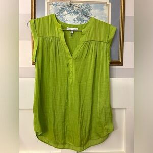 Lime Green Blouse by Maison d'Anuillie Size XS